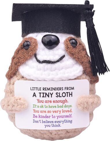 2025 Graduation Gift Emotional Support Sloth, Cute Knitted Positive Crochet Sloth Doll with Doctoral Hat Graduation CertificateToy Room Decoration in Kuwait