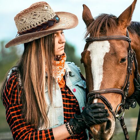 Funcredible Straw Cowboy Hat for Women - Straw Cowgirl Hat - Vintage Cowboy Hat with 3 Replaceable Hat Bands in Saudi Arabia