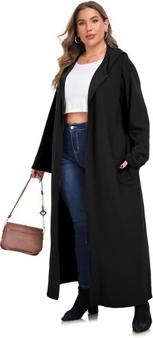 VintageClothing Women Hooded Zipper Robe Plus Size Zip Up Sweatshirt Robe Long Zipper Front Housecoat with Pockets S-4X in Kuwait