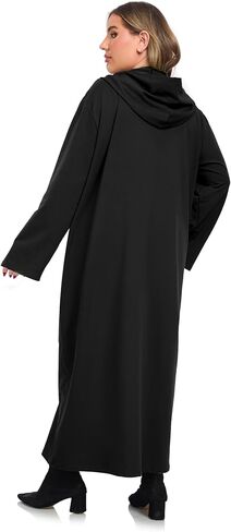 VintageClothing Women Hooded Zipper Robe Plus Size Zip Up Sweatshirt Robe Long Zipper Front Housecoat with Pockets S-4X in Kuwait