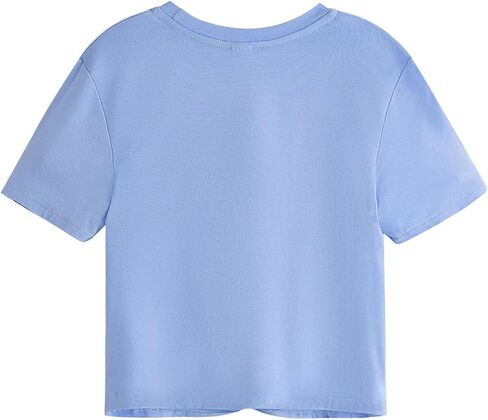 Milumia Girl's Casual Twist Hem Short Sleeve Round Neck Crop Top Tee Shirt Army Green 9 Years in Saudi Arabia