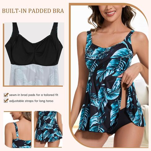JOYSHAPER Women's Built in Bra Tankini Top Only Loose Fit Tank Tops V Neck Swimsuits in Saudi Arabia
