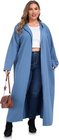 VintageClothing Women Hooded Zipper Robe Plus Size Zip Up Sweatshirt Robe Long Zipper Front Housecoat with Pockets S-4X in Kuwait