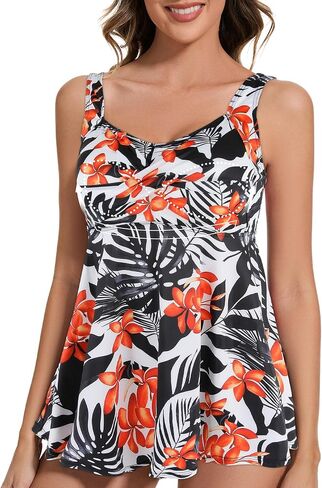 JOYSHAPER Women's Built in Bra Tankini Top Only Loose Fit Tank Tops V Neck Swimsuits in Saudi Arabia