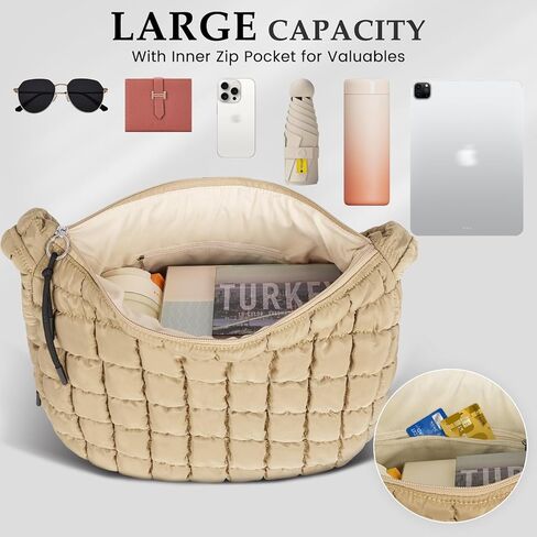 Puffer Tote Bag Quilted Carryall Bag Crossbody Bag Puffy Shoulder Bag for Women Lightweight Hobo Bags in Kuwait