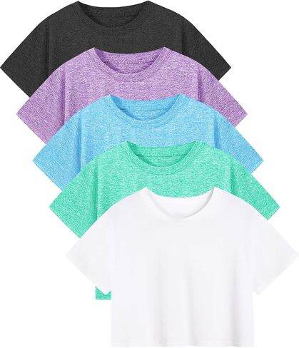 Xelky 5 Pack Womens Athletic Crop tshirt short shore croped fit fit fit dry torts torts rold in Kuwait