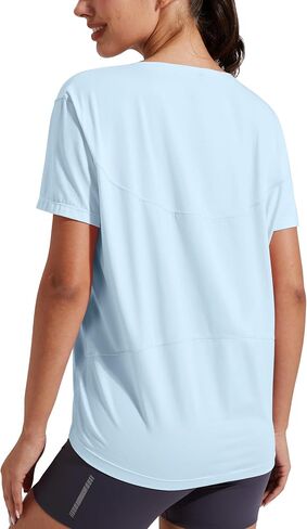 Pioneer Camp Women's Bamboo Viscose Short Sleeve Shirt Neck Loose Fit Workout T-Shirt Gym Athletic Casual Tops in Saudi Arabia