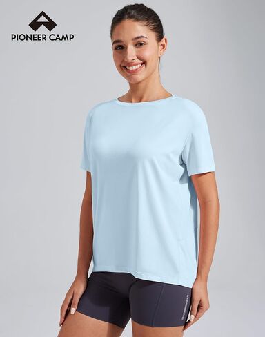 Pioneer Camp Women's Bamboo Viscose Short Sleeve Shirt Neck Loose Fit Workout T-Shirt Gym Athletic Casual Tops in Saudi Arabia