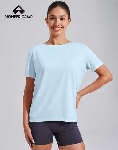 Pioneer Camp Women's Bamboo Viscose Short Sleeve Shirt Neck Loose Fit Workout T-Shirt Gym Athletic Casual Tops in Saudi Arabia