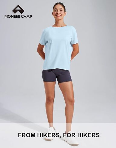 Pioneer Camp Women's Bamboo Viscose Short Sleeve Shirt Neck Loose Fit Workout T-Shirt Gym Athletic Casual Tops in Saudi Arabia