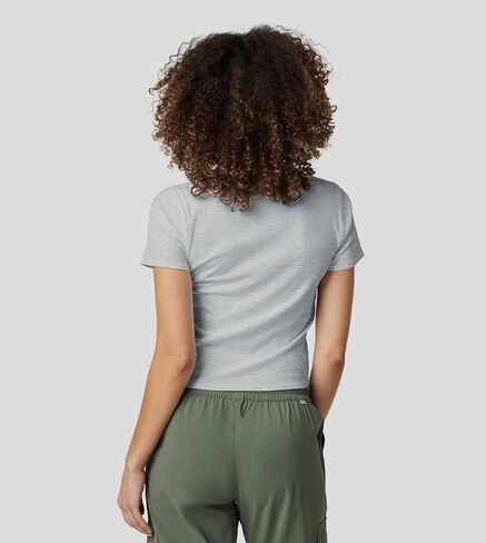 Fioboc Workout Crop Tops for Women Slim-Fit Athletic Short Sleeve Tee Gym Running Yoga Casual Tight Shirts XS-2XL in Saudi Arabia