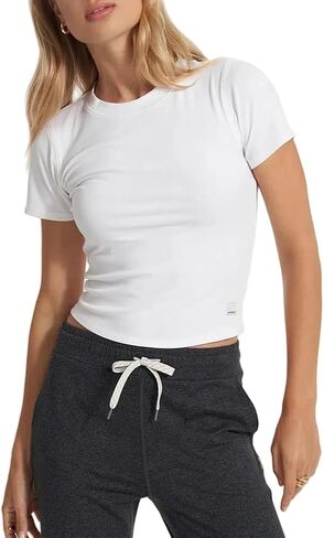 Fioboc Workout Crop Tops for Women Slim-Fit Athletic Short Sleeve Tee Gym Running Yoga Casual Tight Shirts XS-2XL in Saudi Arabia