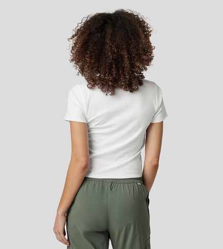 Fioboc Workout Crop Tops for Women Slim-Fit Athletic Short Sleeve Tee Gym Running Yoga Casual Tight Shirts XS-2XL in Saudi Arabia