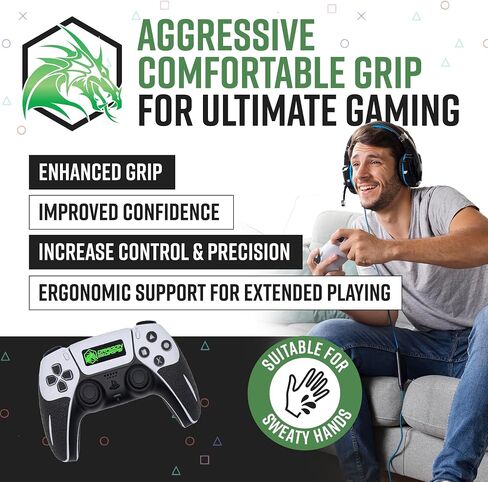 Dragon Grips PS4 Controller Grip, 24 Pcs Black Textured Non-Slip Rubber PS4 Controller Grips Stickers, Perfectly Fit to Any Handles, Trigger Buttons & D-pad, Sweat Resistant to Enhance Gaming Control in Kuwait
