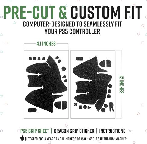 Dragon Grips PS4 Controller Grip, 24 Pcs Black Textured Non-Slip Rubber PS4 Controller Grips Stickers, Perfectly Fit to Any Handles, Trigger Buttons & D-pad, Sweat Resistant to Enhance Gaming Control in Kuwait