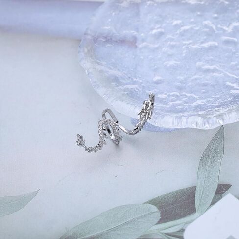 Vintage Crystal Dragon Ear Cuff Earrings Rhinestone Dragon Cuff Earrings Gold Cz Dragon Ear Climber Earrings Retro Dragon Ear Cartilage Cuff Earrings for Women in Saudi Arabia
