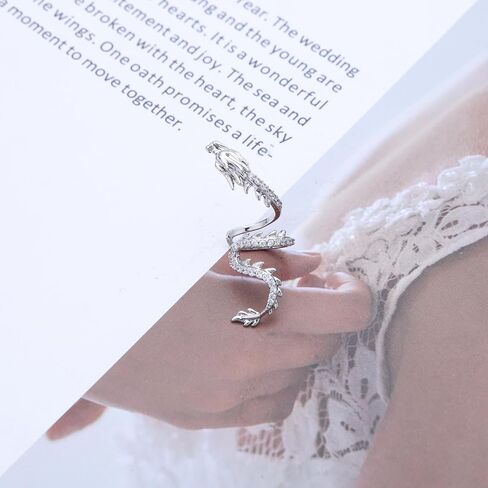 Vintage Crystal Dragon Ear Cuff Earrings Rhinestone Dragon Cuff Earrings Gold Cz Dragon Ear Climber Earrings Retro Dragon Ear Cartilage Cuff Earrings for Women in Saudi Arabia