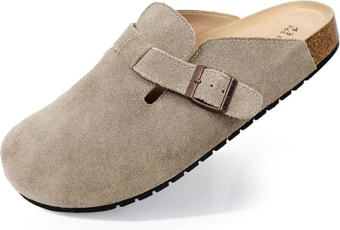 EVELLYHOOTD Clogs for Women Comfortable Suede Clogs Leather Mules Cork Footbed Sandals with Arch Support in Saudi Arabia