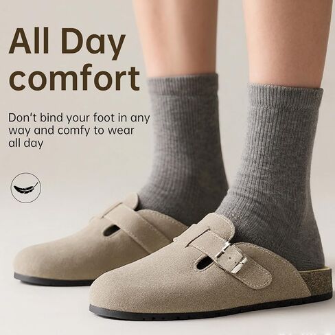 EVELLYHOOTD Clogs for Women Comfortable Suede Clogs Leather Mules Cork Footbed Sandals with Arch Support in Saudi Arabia