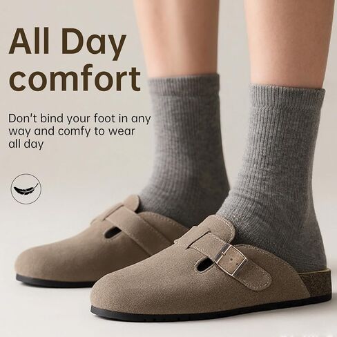 EVELLYHOOTD Clogs for Women Comfortable Suede Clogs Leather Mules Cork Footbed Sandals with Arch Support in Saudi Arabia