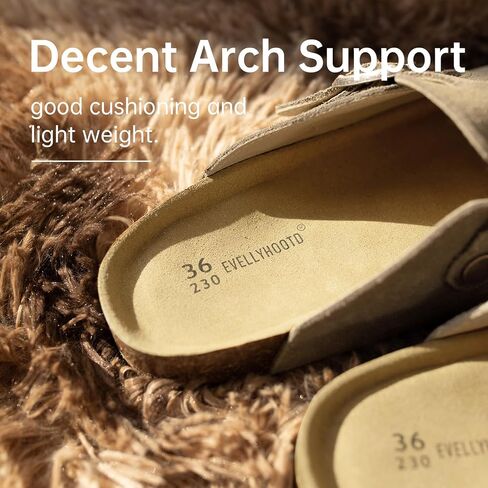 EVELLYHOOTD Clogs for Women Comfortable Suede Clogs Leather Mules Cork Footbed Sandals with Arch Support in Saudi Arabia