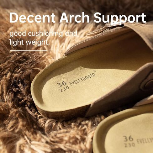 EVELLYHOOTD Clogs for Women Comfortable Suede Clogs Leather Mules Cork Footbed Sandals with Arch Support in Saudi Arabia