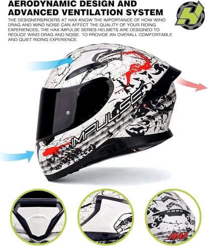 HAX Full Face Motorcycle DOT Approved Helmet with Dual Rear Wing and Pinlock Ready - Lightweight and Durable Motorbike Street Bike Helmet for Adults (Scorpion,L) in Saudi Arabia