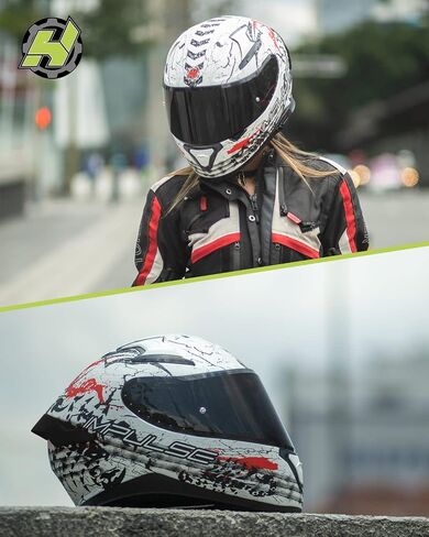 HAX Full Face Motorcycle DOT Approved Helmet with Dual Rear Wing and Pinlock Ready - Lightweight and Durable Motorbike Street Bike Helmet for Adults (Scorpion,L) in Saudi Arabia