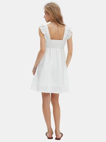 EXLURA Women's Summer Square Neck Sleeveless Casual Boho Ruffle Dress 2025 Backless Beach Teen Sundresses with Pockets in Saudi Arabia