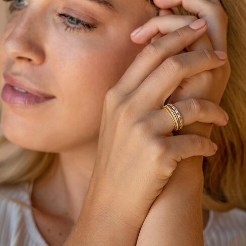 Florideco 14K Gold Filled Thin Stackable Rings for Women,Minimalist Non Tarnish Cubic Zirconia Band Rings,Dainty Trendy Statement Stacking Rings Set Size 6-10 in Saudi Arabia