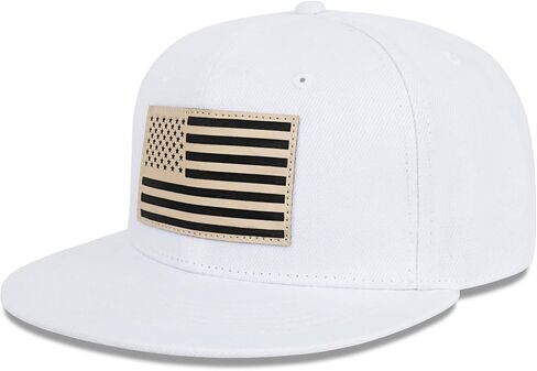 American Flag Snapback Hats - Flat Bill Brim Hat for Men Women - Breathable & Adjustable Fit for Casual Wear in Kuwait