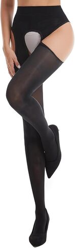 Shiny Suspender Tights for Women Oily Gloss Open Crotch Pantyhose Sexy Suspenders Pantyhose 1 Pairs in Saudi Arabia