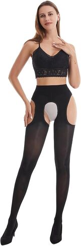 Shiny Suspender Tights for Women Oily Gloss Open Crotch Pantyhose Sexy Suspenders Pantyhose 1 Pairs in Saudi Arabia