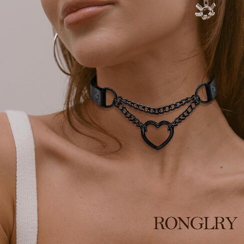 Ronglry Black Velvet Choker Necklace for Women - Adjustable Layered Goth Chokers for Party, Cosplay & Gift in Kuwait
