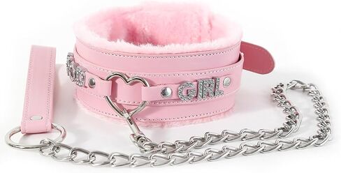 Succuba Handmade Fluffy Heart Rhinestone Heart Ring Pu Leather Choker Collar For Women, Handmade Punk Gothic Letter Necklace Adjustable Fashion Jewerly in Saudi Arabia