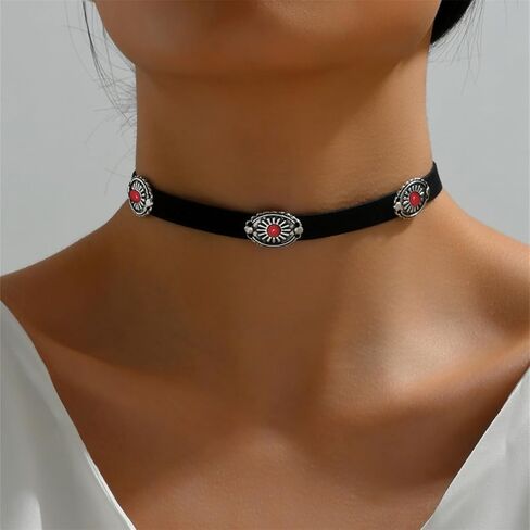 Western Turquoise Choker Necklace for Women Gothic Black Choker Necklaces Boho Summer Cowgirl Rodeo Country Concert Outfits Jewelry Accessories in Kuwait