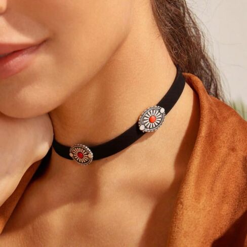 Western Turquoise Choker Necklace for Women Gothic Black Choker Necklaces Boho Summer Cowgirl Rodeo Country Concert Outfits Jewelry Accessories in Kuwait