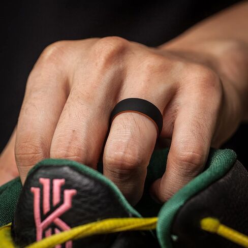ThunderFit Silicone Rings Unisex, Breathable Two Layers Top Design Rubber Wedding Bands 8mm Wide 2.2mm Thick - 1/4/8 Variety Multipack in Kuwait