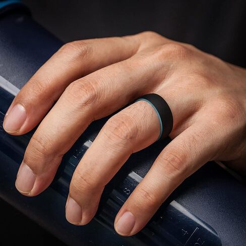 ThunderFit Silicone Rings Unisex, Breathable Two Layers Top Design Rubber Wedding Bands 8mm Wide 2.2mm Thick - 1/4/8 Variety Multipack in Kuwait