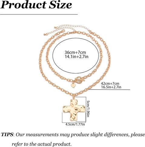 Chunky Cross Necklace for Women Statement Chunky Gold Necklace Pearl Cross Pendant Necklaces Layered Vintage Toggle Clasp Necklaces Jewelry in Saudi Arabia