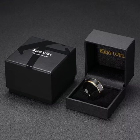King Will 8mm Black Silver Mens Polished Tungsten Wedding Rings High Polish Surface Wedding Band Blue Silver Step Edge Comfort Fit in Saudi Arabia