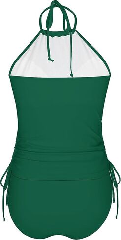 LVZIJUN Women's Tankini Sets Two Piece Bathing Suits Halter Neck Tummy Conrol Tankini Swimsuits Solid Color Thong Bottom in Saudi Arabia