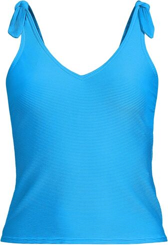 Lands' End Women's Ottoman Rib Tie Shoulder Tankini Top in Kuwait