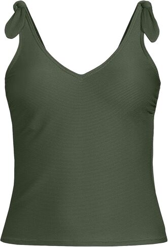 Lands' End Women's Ottoman Rib Tie Shoulder Tankini Top in Kuwait