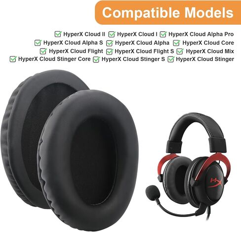وسائد الأذن من جل التبريد Hyper X Cloud Alpha، وسائد الأذن Hyper X Cloud 2 المتوافقة مع سماعات Hyper X Cloud Stinger/Cloud Flight/Cloud II/Cloud Alpha Wireless/Cloud Core/Mix/Pro، وسادات الأذن in Kuwait