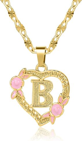 Initial Heart Necklace for Women Heart Gold Letter A-Z Name Alphabet Pendant Necklace for women Gift in Saudi Arabia