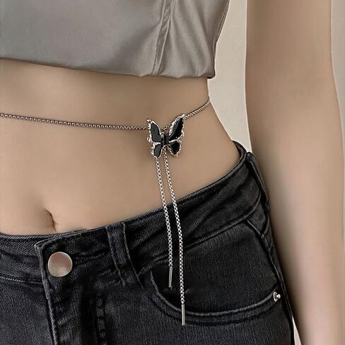 Long Butterfly Necklace Butterfly Choker Delicate Waterproof Stainless Steel Adjustable Lariat Silver Butterfly Necklace Women's Jewelry in Kuwait