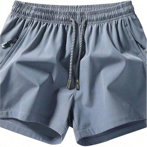 Verdusa Men's Elastic Waist Drawstring Side Pocket Solid Color Shorts in Saudi Arabia