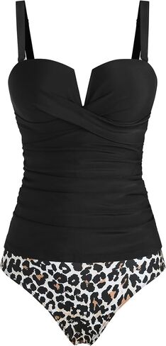 ZAFUL Women's Two Piece Tankini Swimsuits Tummy Control Crisscross Bathing Suits V-Wire Swim Tank Tops with Briefs in Saudi Arabia