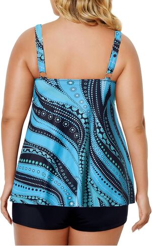 RXRXCOCO Plus Size Tankini Swimsuits for Women Tummy Control Bathing Suits Two Piece Flowy Tankini with Shorts in Saudi Arabia
